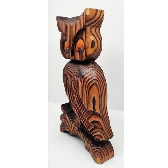 Vintage Green Mountain Wood Owl Wall Hanging, 1970s - Picture 3 of 10